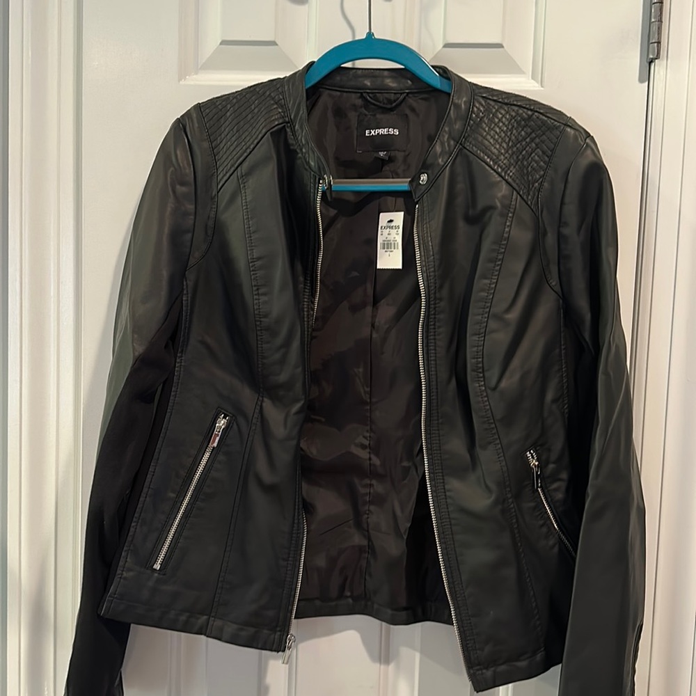 Express large leather jacket